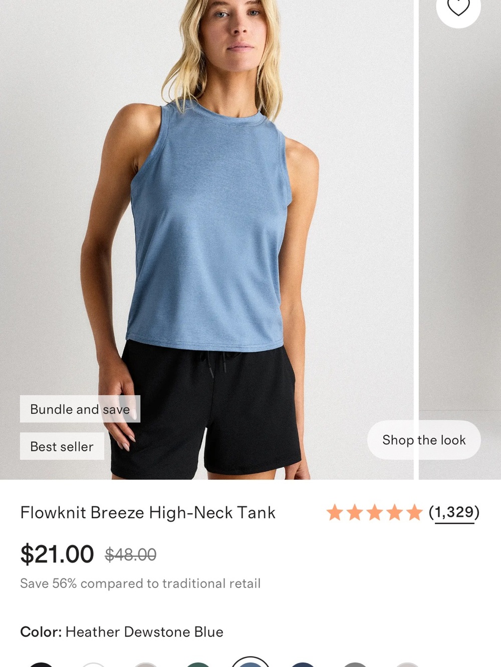 Quince Heather Dewstone Blue High-Neck Tank